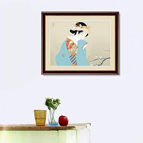 Amazon.co.jp: 上村松園『春芳』高精彩工芸画+手彩 人物画 女性画 美人