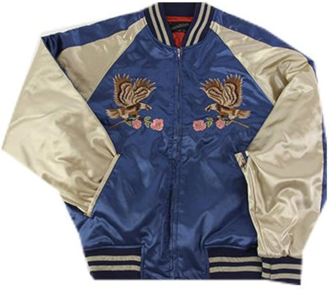 Amazon.co.jp: [星姫] 【Hoshihime 和柄 総刺繍スカジャン （鷹薔薇