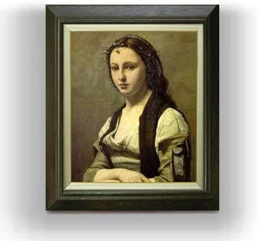 Amazon.co.jp: カミーユ・コロー 真珠の女 F8 油絵直筆仕上げ｜ 絵画 8