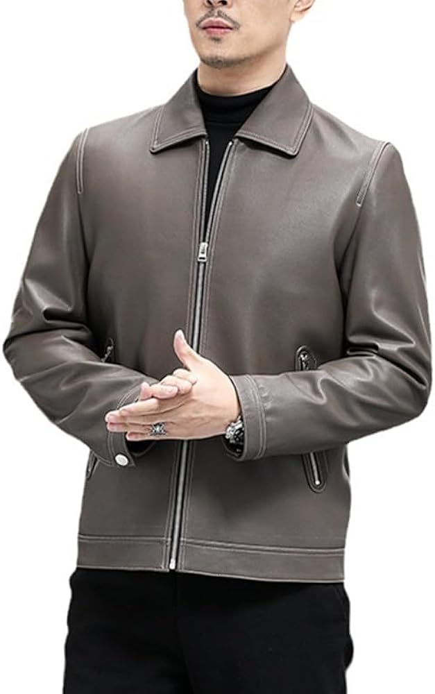 Amazon | [JINLUN] 本革ジャケット メンズ 革ジャン シングル