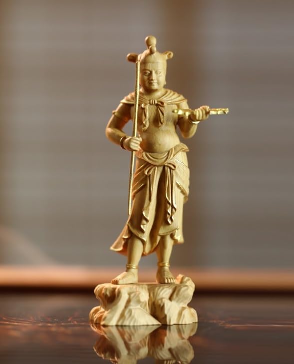 Amazon｜不動明王脇士 二童子像（制多迦・矜羯羅）木彫り仏像 二童子