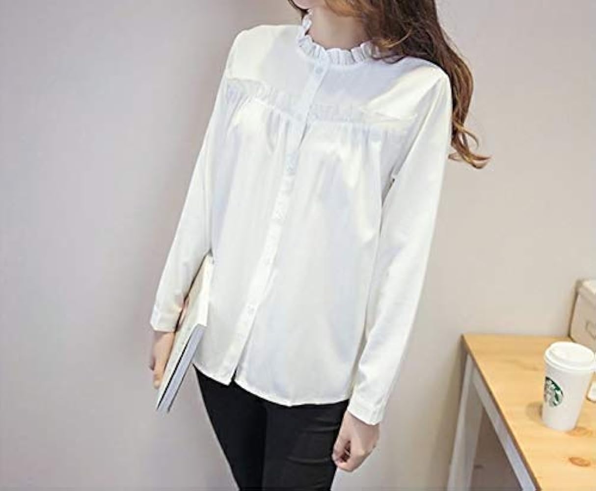 Amazon | [R.O.N shop] （ロンショップ） フリル 立ち襟 シャツ