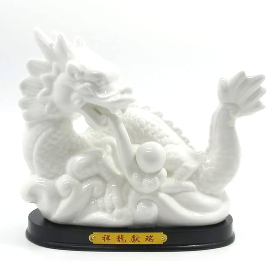 Amazon.co.jp: 白龍 置物 風水 白龍の置物 陶器 大サイズ 最大長さ約