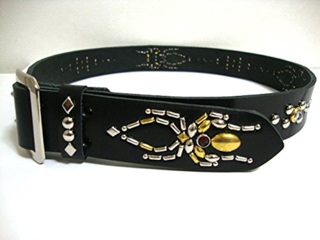 Amazon | 栃木レザー スタッズベルト 黒 スパイダー型（スワロフスキー