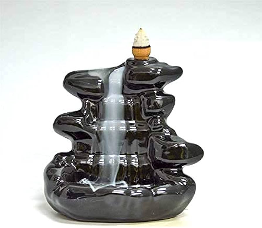 Amazon｜倒流香のお香立て 倒流香炉 段々滝 瞑想に 陶器 滝香炉
