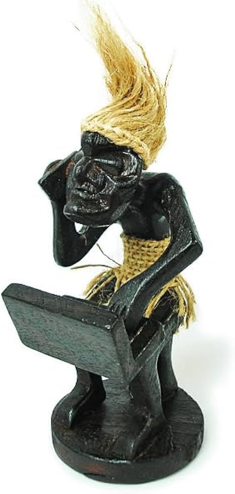 Amazon.co.jp: 木彫り 原人 ビジネス原人 木製 卓上 フィギュア[H.約