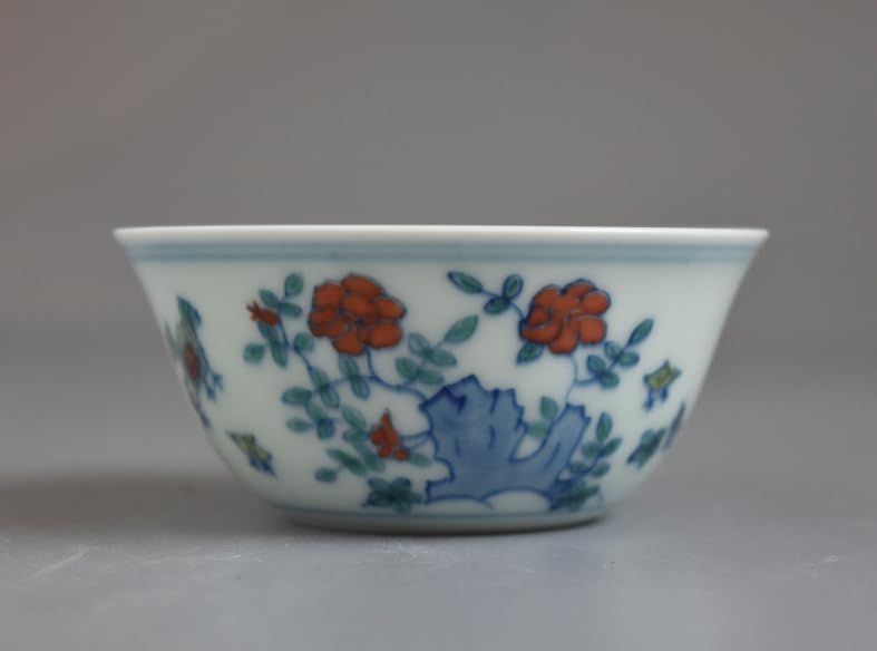 Amazon | 景徳鎮 明成化闘彩鶏缸杯 豆彩 チキンカップ 陶器 8.2cm