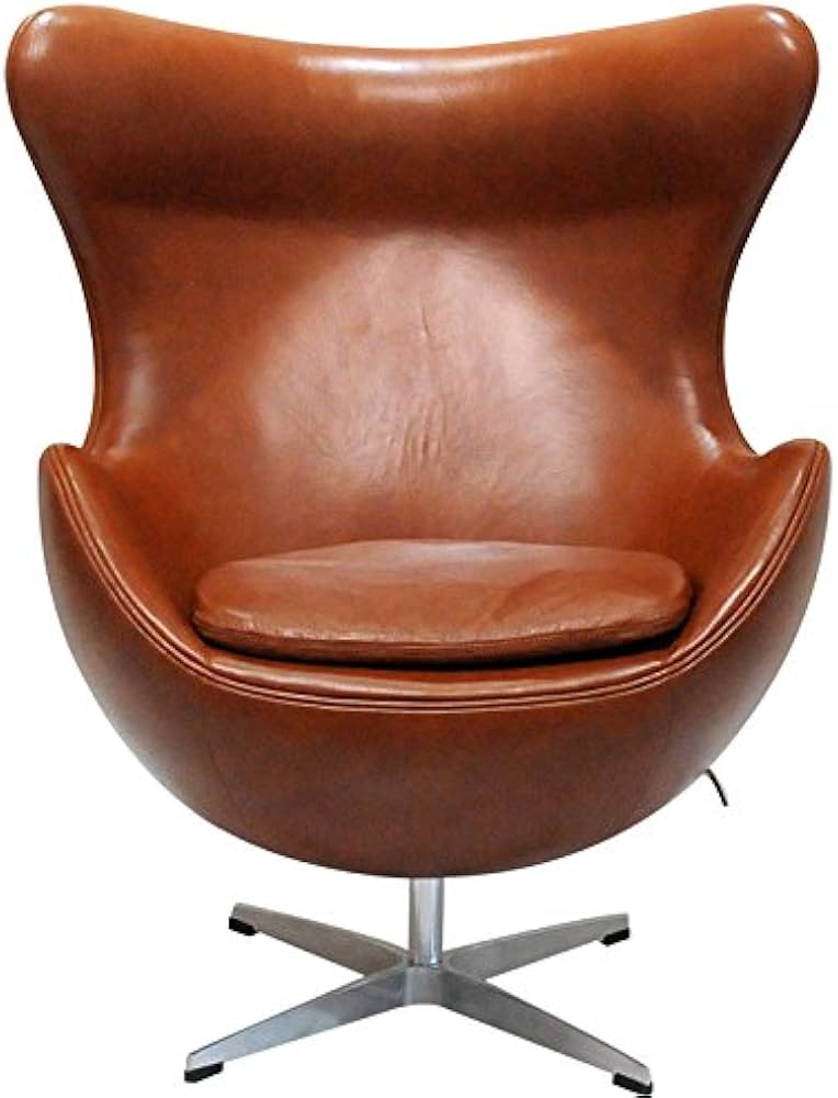 Amazon｜エッグチェア レザー仕様 本革 色 ブラウン アルネヤコブセン