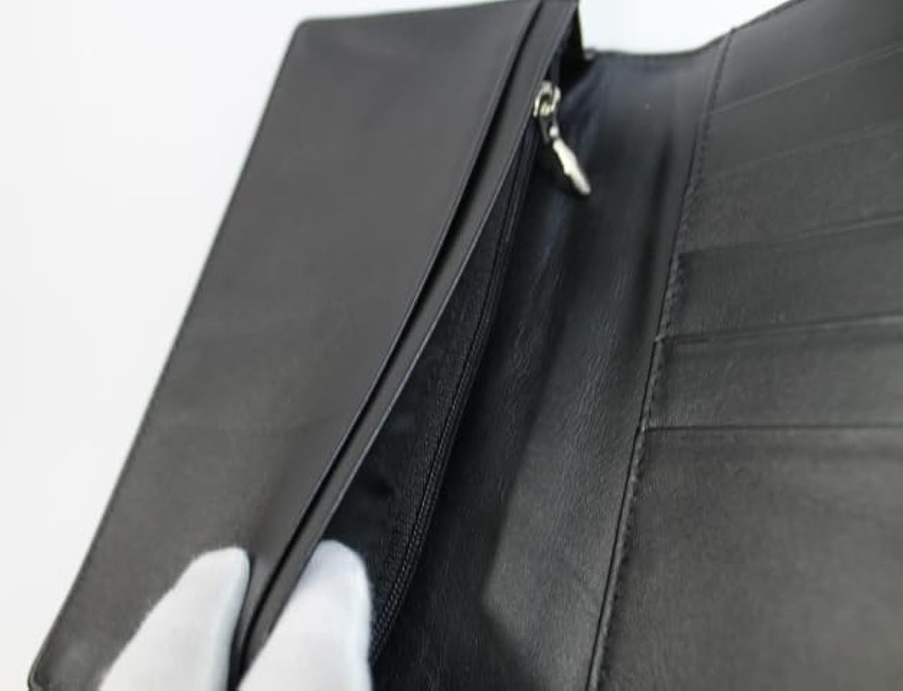 Amazon | 財布 長財布 本物 本革 ブラック 束入れ マット仕上げ