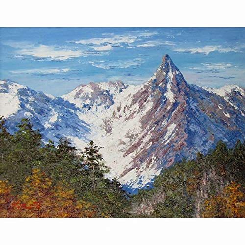 Amazon.co.jp: 西村拡人『槍ヶ岳と紅葉(F6号)』油彩画 風景画 山岳