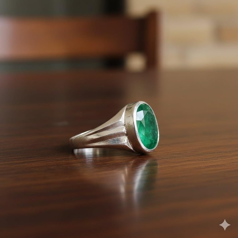 Amazon.co.jp: 55カラット本物エメラルドシルバーリングメンズの4