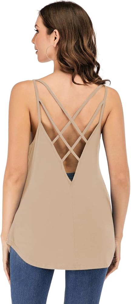 Famulily Criss Cross Open Back Camisoles Women Basic Undershirt