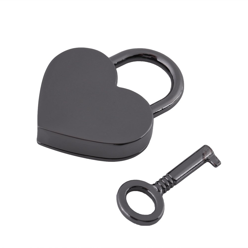 Small Heart Shape Padlock Vintage Antique Style Black Lock with