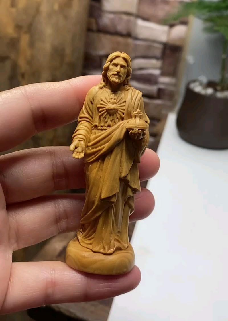 Amazon.co.jp: 【dsdsad】ミニチュア木彫り イエス・キリスト像 8cm