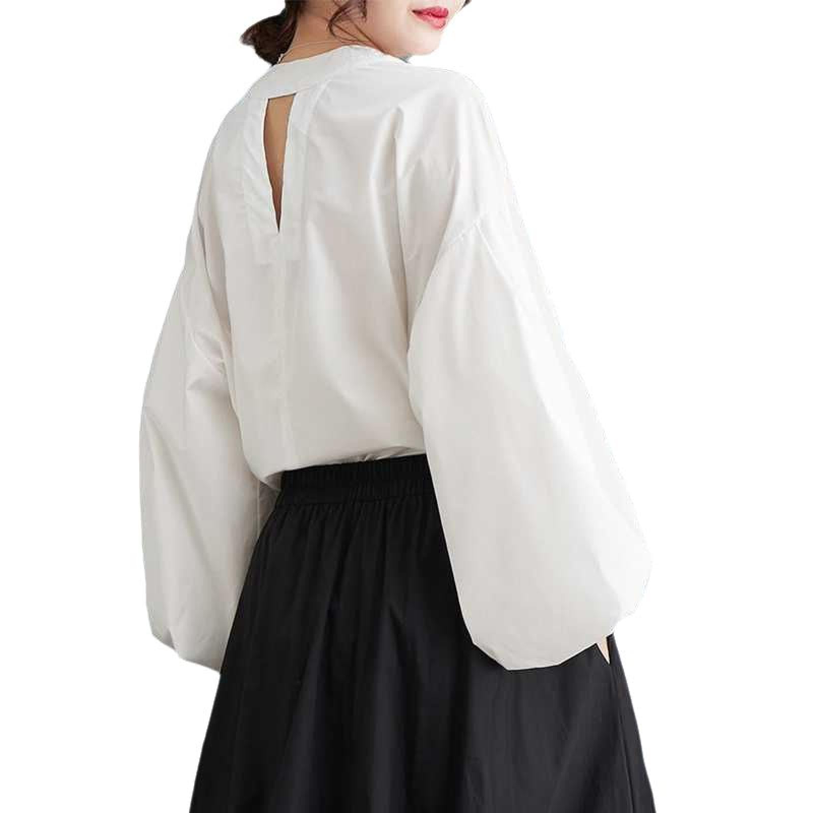 Amazon.co.jp: ボリューム袖シャツブラウス 長袖トップス バルーン