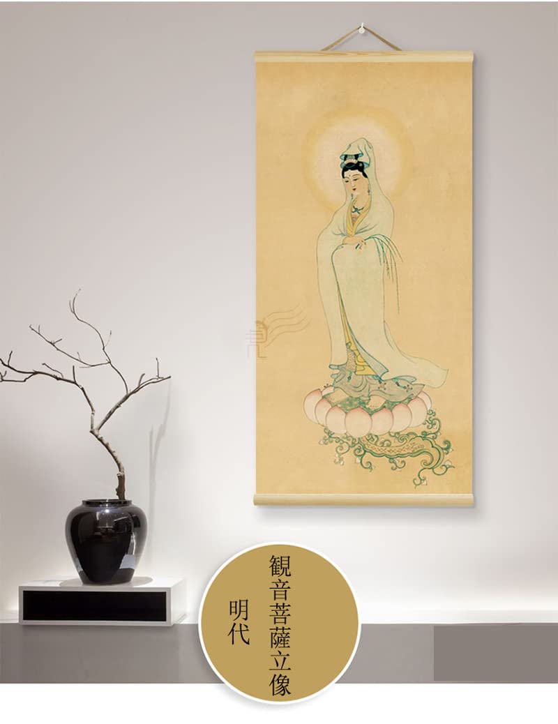 Amazon｜掛け軸／掛軸 仏事掛軸 観音菩薩 白衣観音 蓮上観音 開運縁起