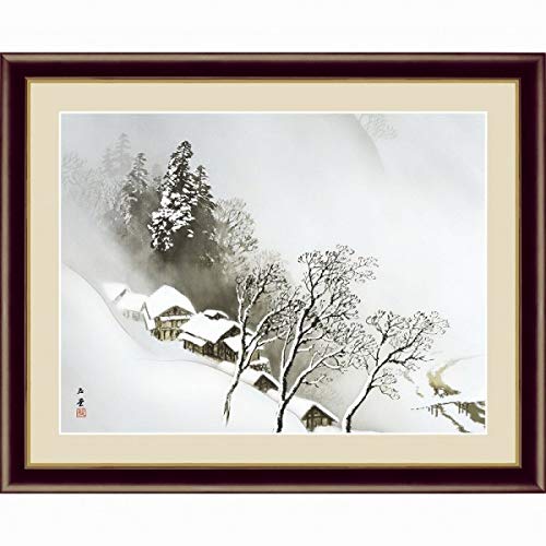 Amazon.co.jp: 川合玉堂『吹雪』高精彩工芸画+手彩 風景画 雪景色 冬