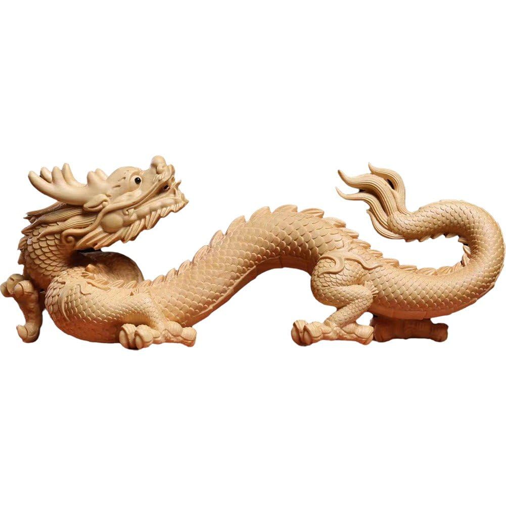 Amazon.co.jp: 龍の置物 ツゲの木 彫刻 ドラゴン像 マスコット 無垢材