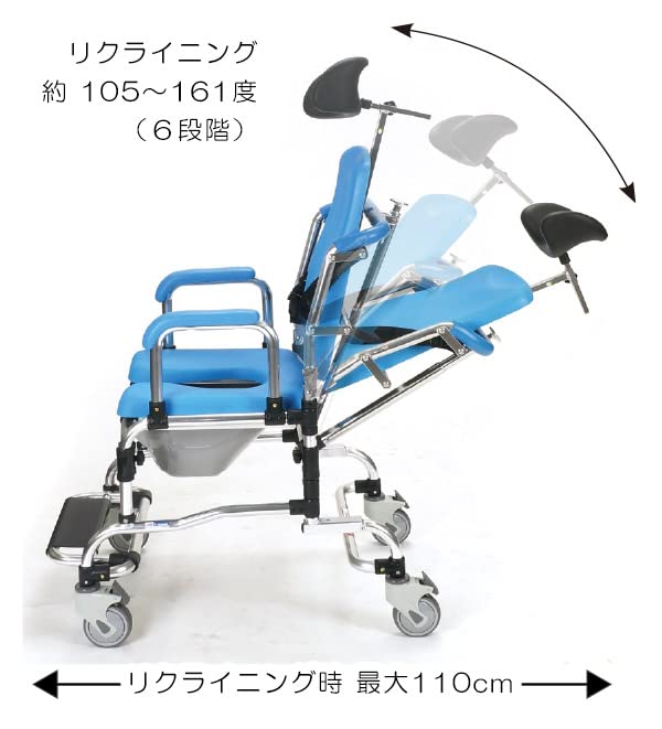 Amazon | 入浴用車いす リクライニングシャワーキャリー コモード付