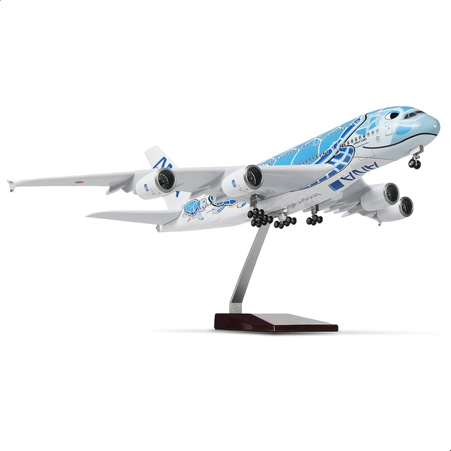 Amazon.com: QIYUMOKE 1/160 A380 for ANA Blue Turtle Airplane Model