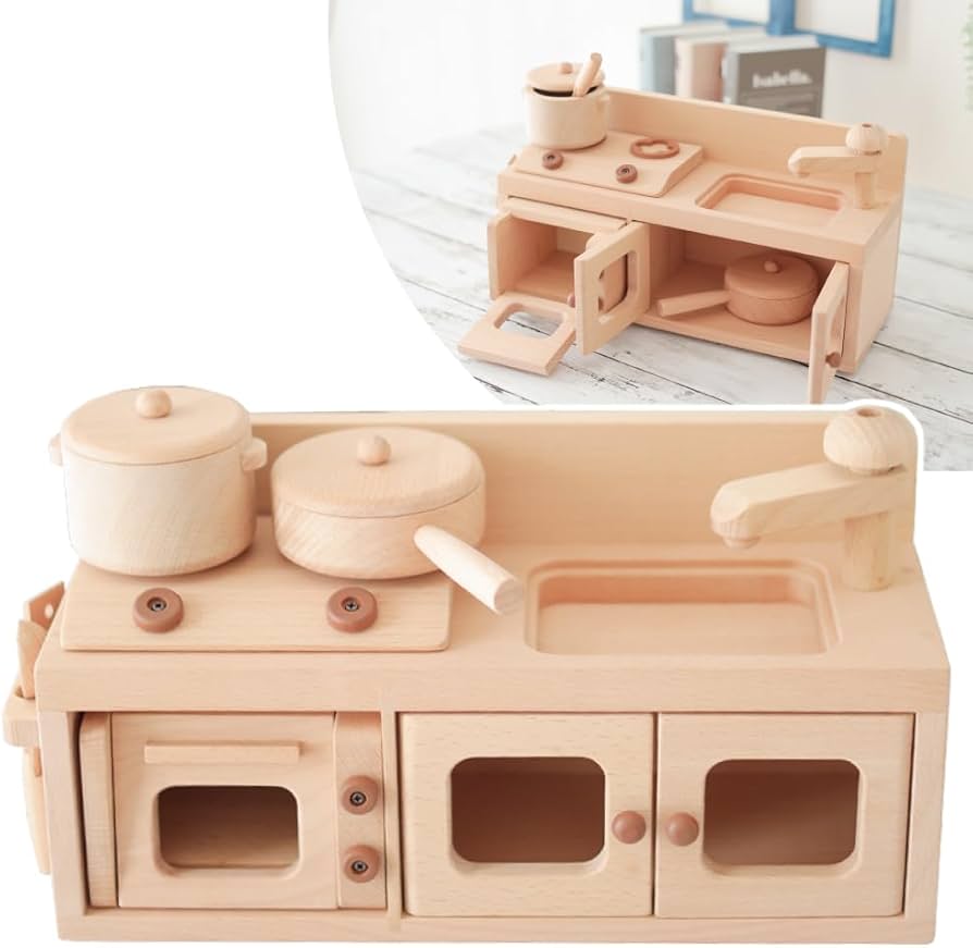 Amazon | 木製おもちゃのだいわ ミニキッチンセット（ブラウン