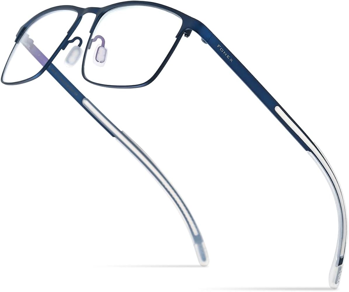 FONEX Titanium Glasses Frame,Men Square Myopia Optical Eyeglass