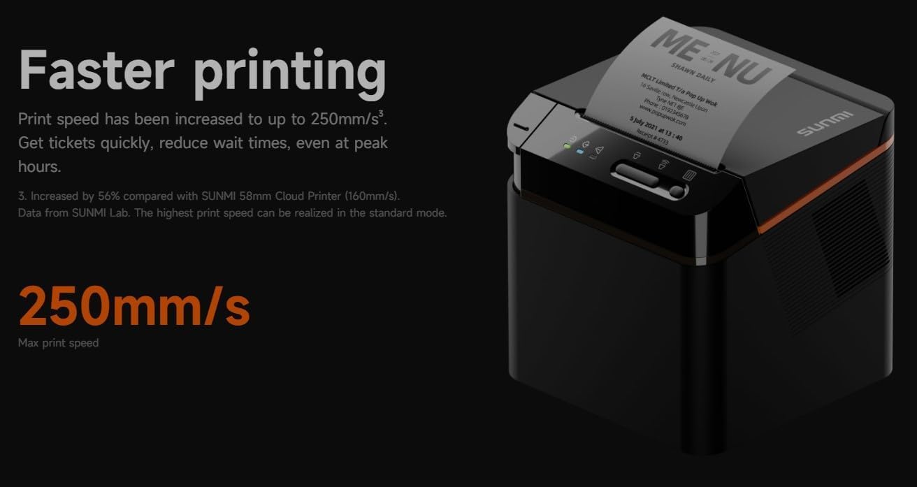 Sunmi NT311 80mm Kitchen Cloud Printer, Bluetooth, LAN, Wi-Fi, USB