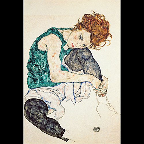 Amazon.co.jp: エゴン・シーレ『 膝を折り曲げた女性 』の木枠付き