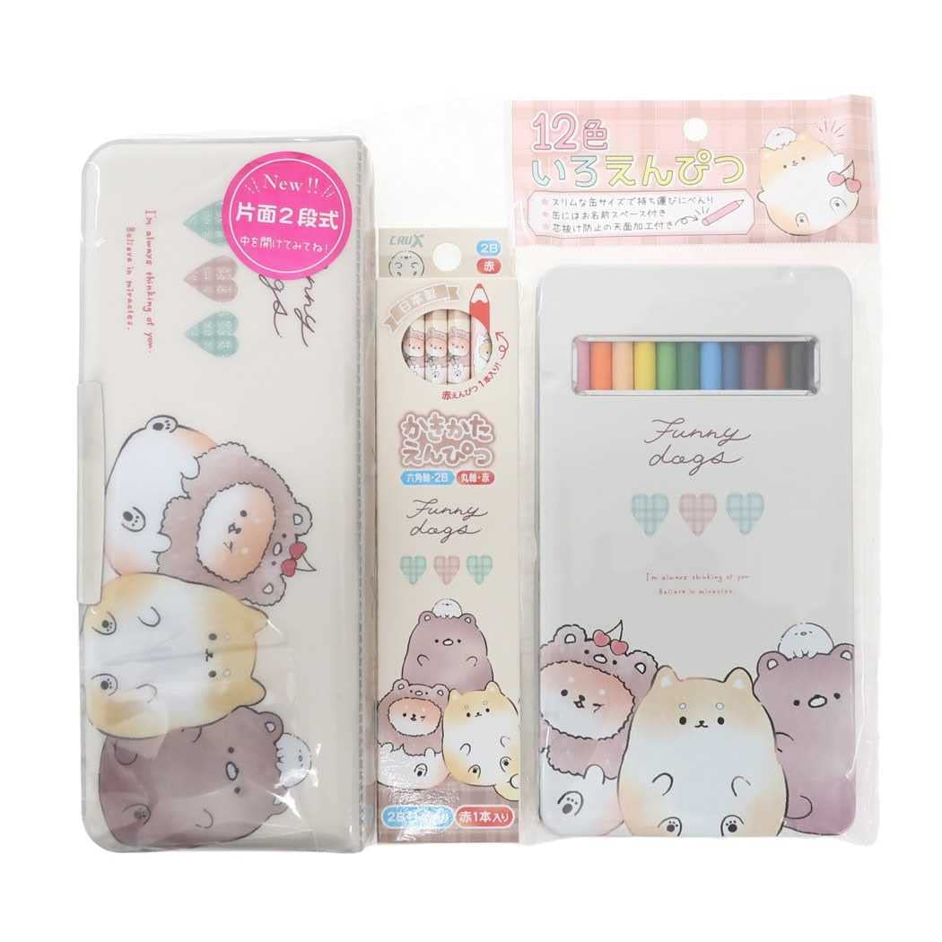 Amazon.co.jp: 文房具セット[16点文具セット]FUNNY DOGS/新入学文具