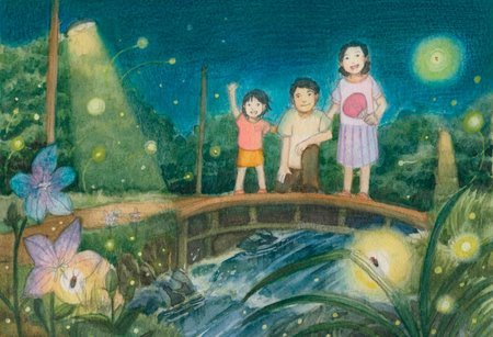 Amazon｜情景画 蛍（坂道なつ）〔アクリル画・水彩画〕/ 絵画 壁掛け