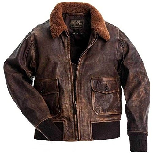 Aviator G-1 Men Distressed Real Leather Bomber Flight Jacket (XS