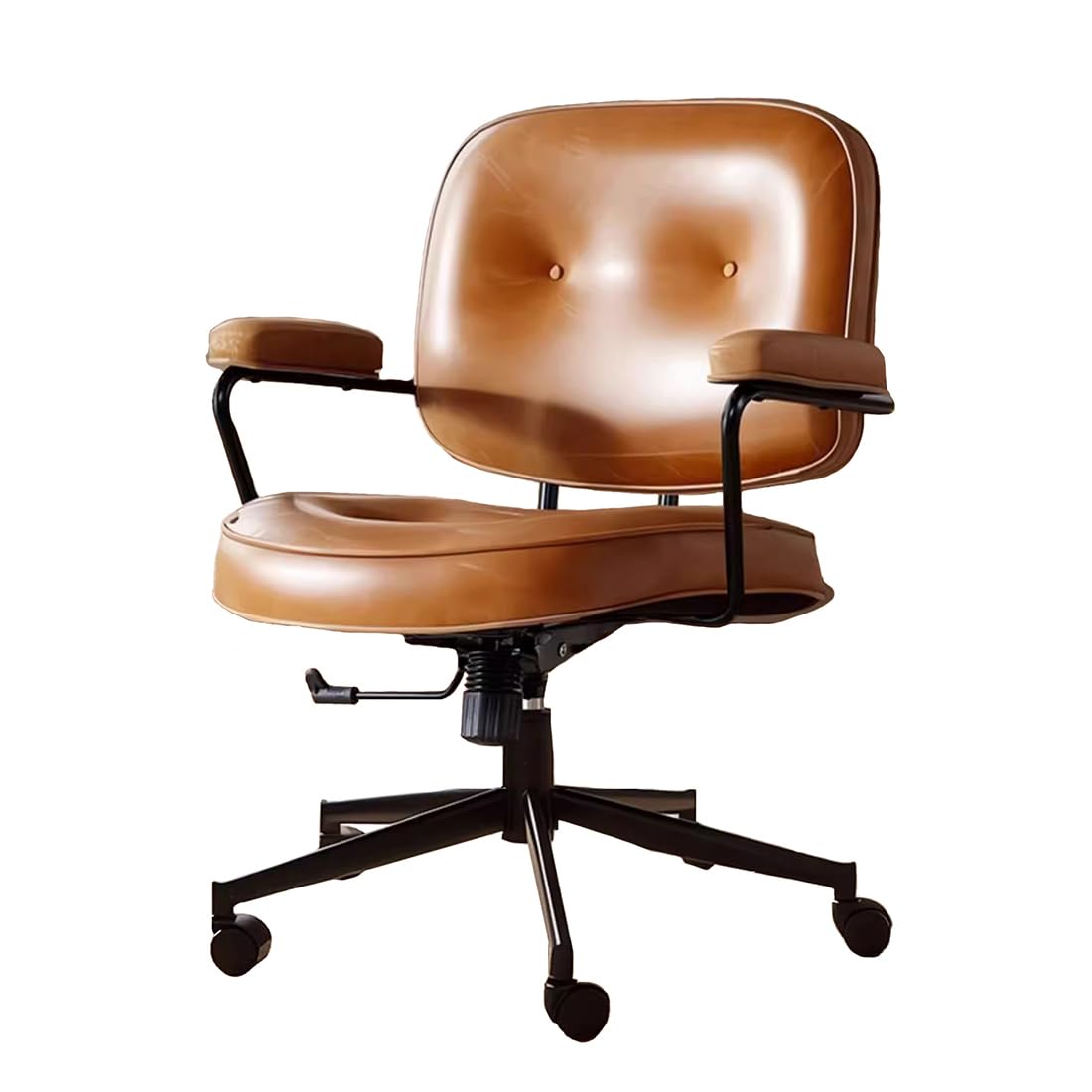 Amazon.co.jp: 本革背もたれ椅子 レトロ風 書斎 PCチェア デスクチェア