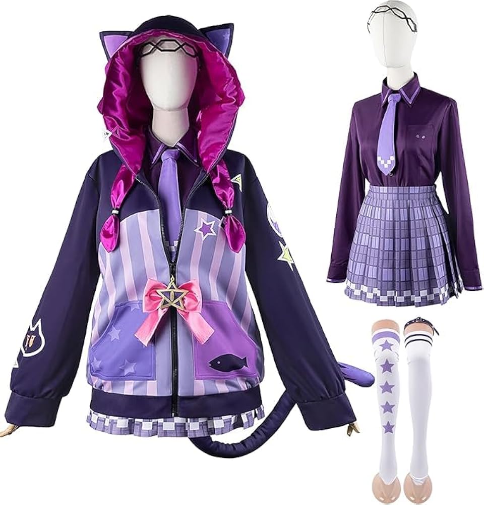 Amazon.co.jp: Wo Wo 商贸& 紫咲シオン コスプレ VTuber 魔法使い 紫