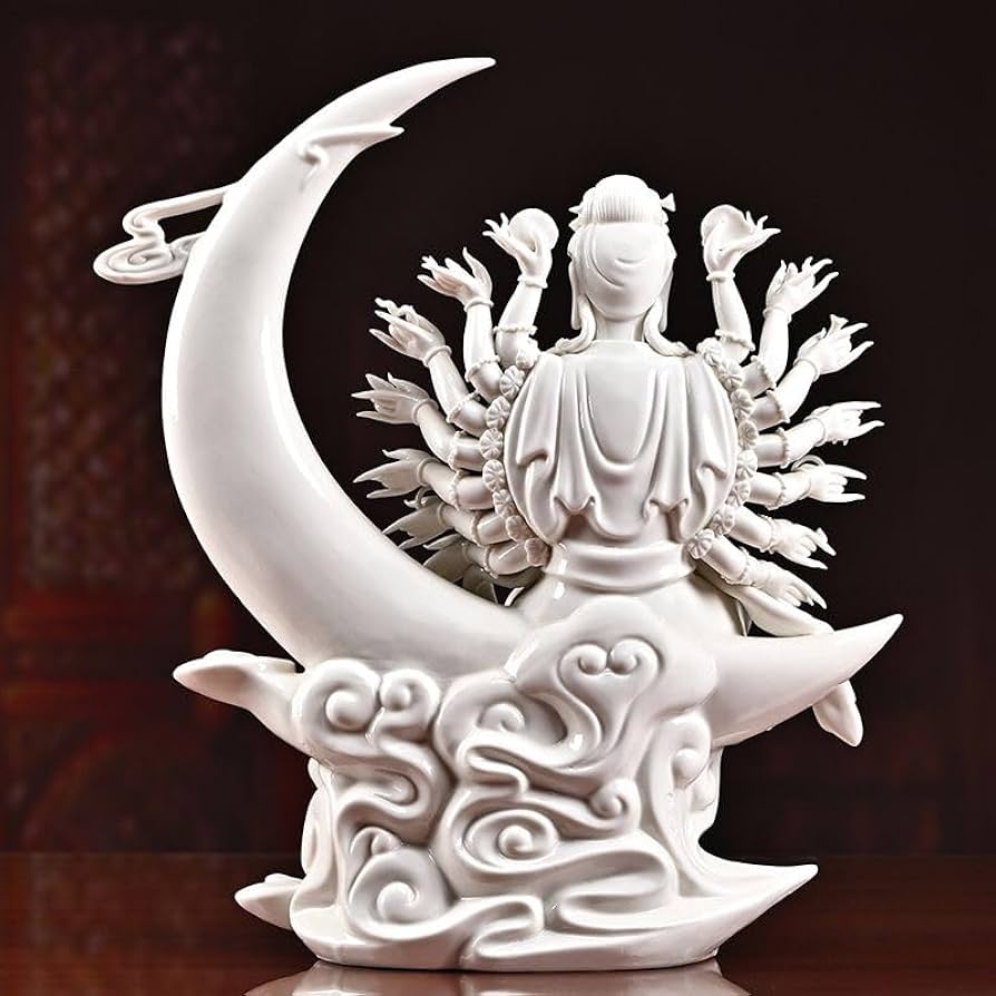 Amazon｜観音様置物 白磁42cm水月千手観音像 仏壇用ホーム