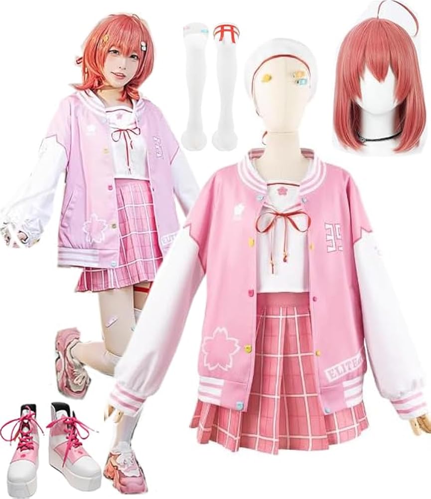 Amazon.co.jp: [楽コス] さくらみこ コスプレ 衣装 フルセット 桜巫女