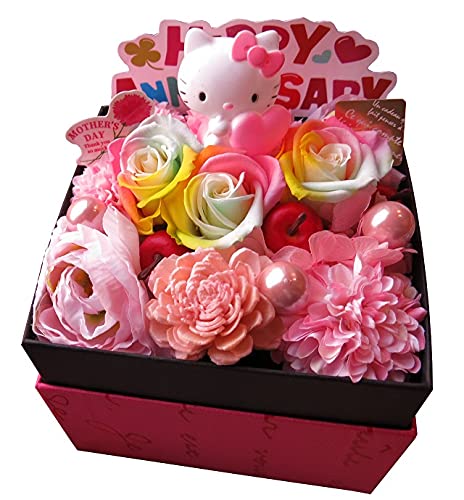 Amazon｜キティ入り 花 フラワーギフト レインボーローズ プリザーブド