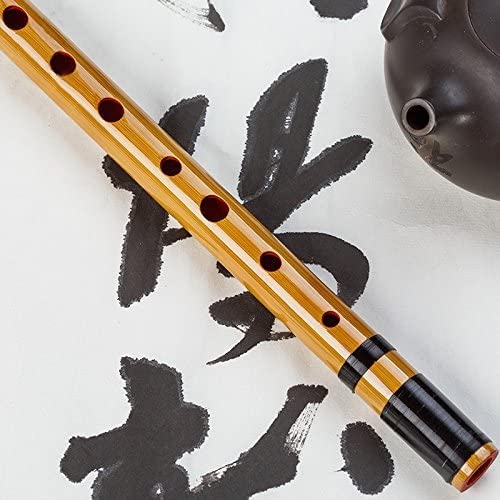 Amazon | 竹製篠笛 7穴 八本調子 伝統的な楽器 竹笛横笛(赤紐巻き