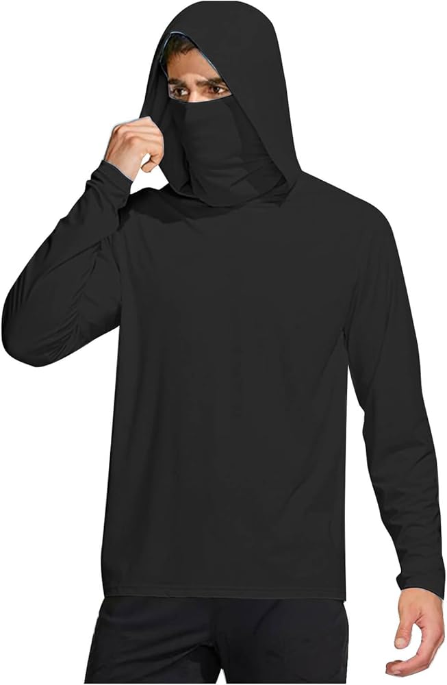 Amazon.com: Men's Sun Protection Hoodie with Mask UPF 50+ Long