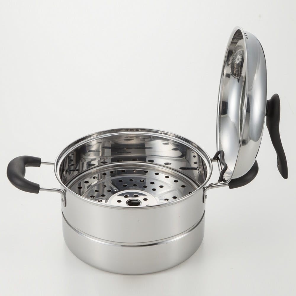 Amazon.co.jp: カインズ(CAINZ) 両手鍋 蓋が立てられるステンレス製