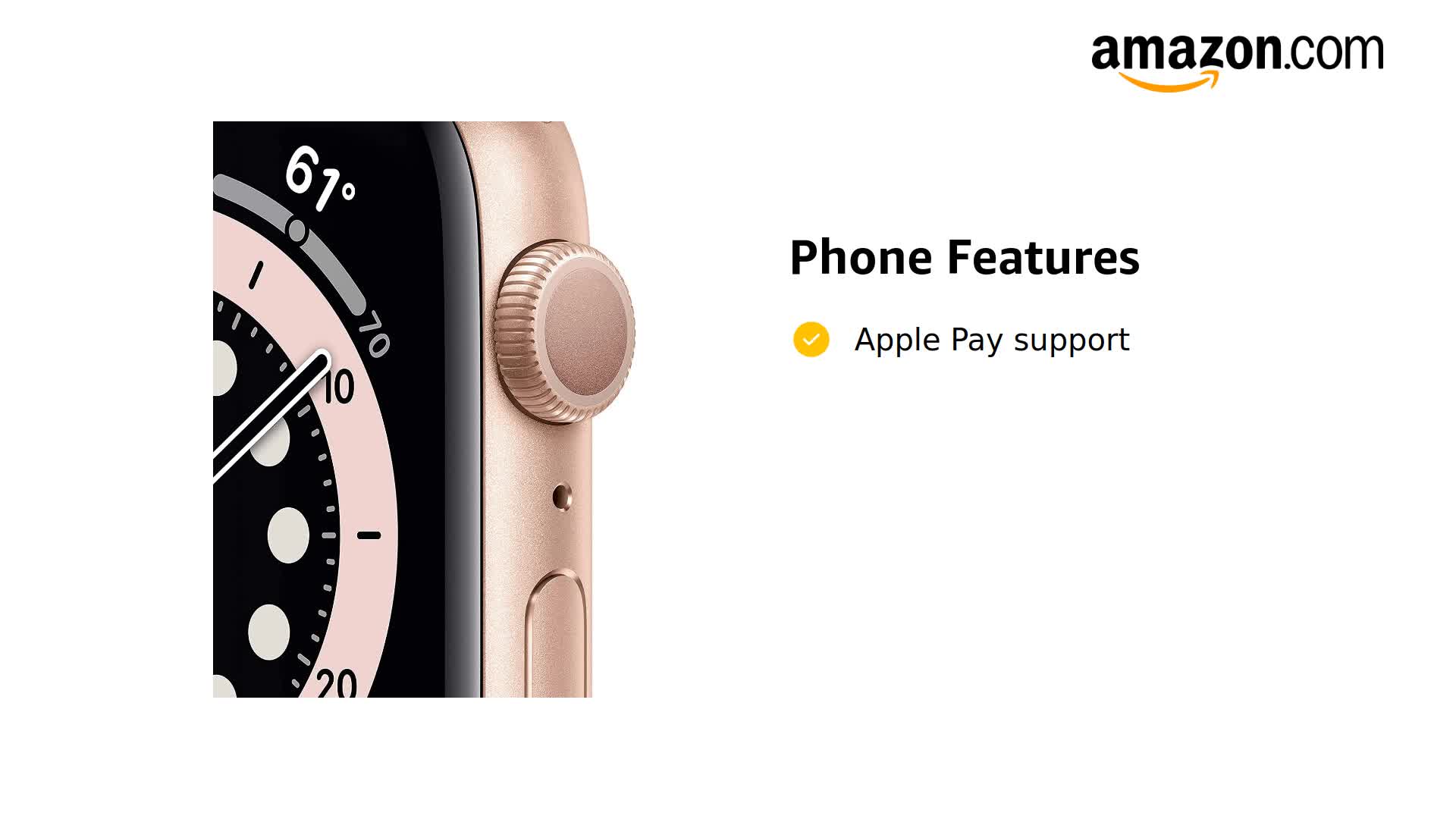 Amazon.com: Apple Watch Series 6 (GPS, 44mm) - Gold Aluminum Case
