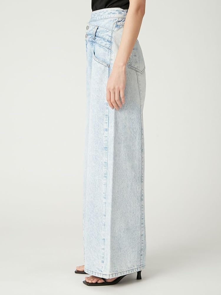 Amazon | [フレイ アイディー] アシメダブルウエストワイドデニム