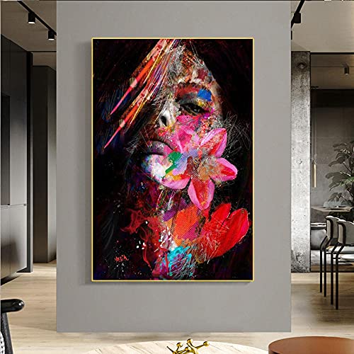 Amazon.co.jp: 抽象的な女性の顔のキャンバスの絵画インテリアポップ