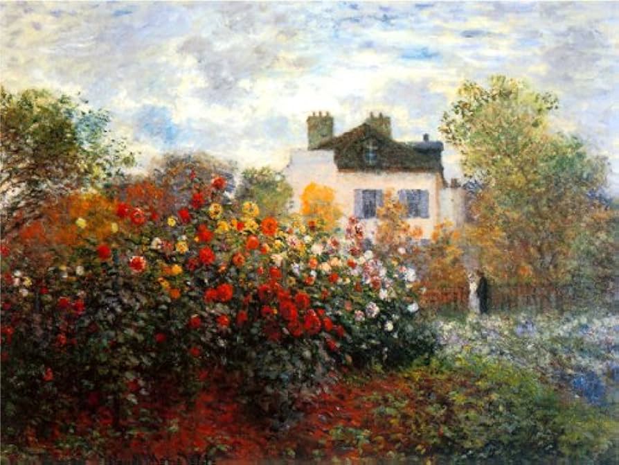 Amazon.co.jp: モネ・「アルジャントゥイユのモネの家(ダリアの咲く庭