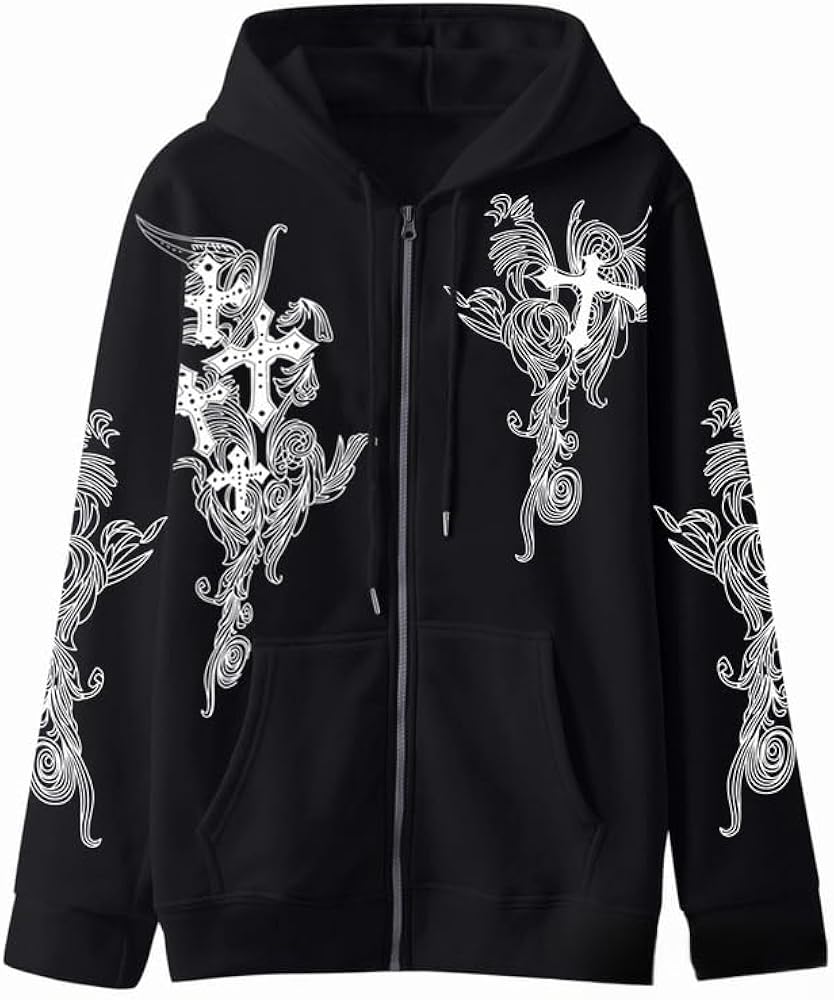 Amazon.com: Obenie Women Men Y2K Zip Up Oversized Hoodie Gothic