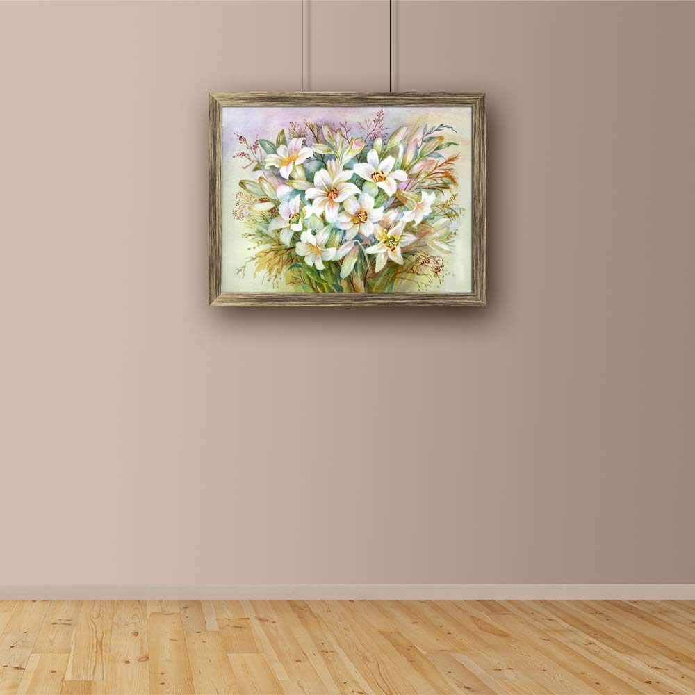 ArtzFolio Lilies Bouquet Tabletop Painting Antique Golden Frame