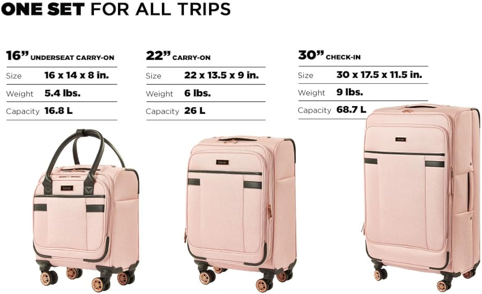 Amazon.com | kensie Hudson Softside 3-Piece Spinner Luggage Set