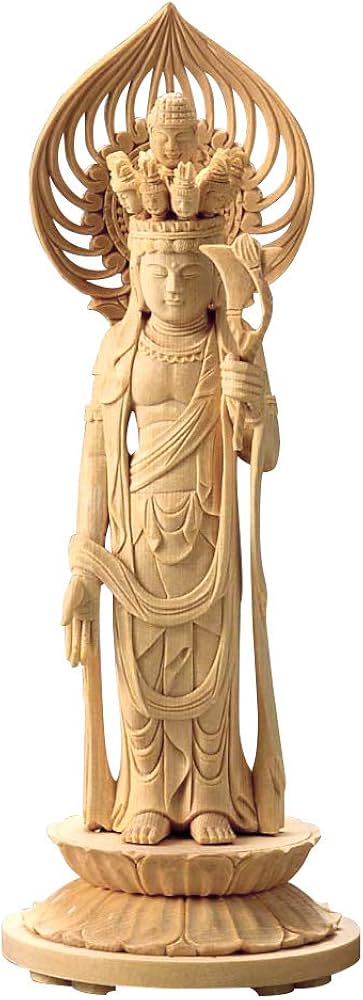 Amazon｜仏壇屋 滝田商店 仏像 十一面観音菩薩 白木製 3.5寸 (高さ18.5