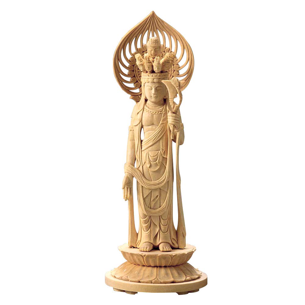 Amazon｜仏壇屋 滝田商店 仏像 十一面観音菩薩 白木製 3.5寸 (高さ18.5