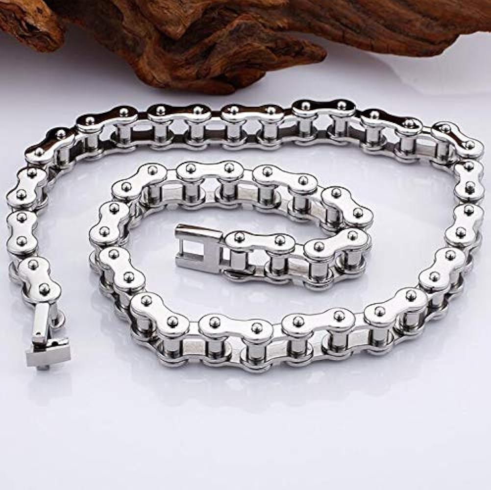 Qiaonitu 11mm Punk Bike Motorcycle Necklace Men 316L Stainless