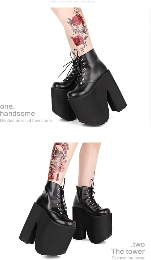 Amazon | [UpdateClassic] 20cmスーパーヒール 厚底ブーツ ショート